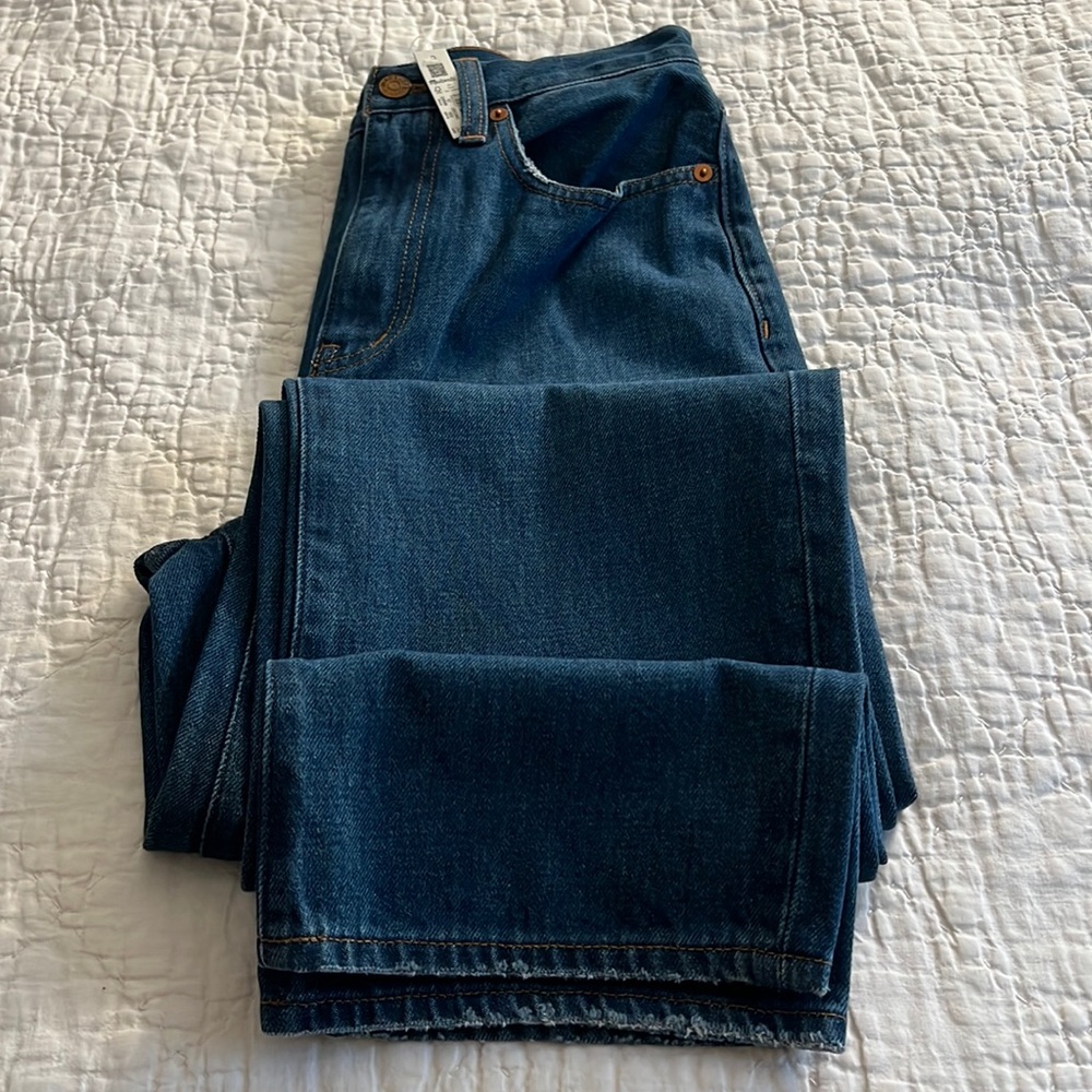 NWT Madewell Baggy Straight Jeans in Dark Worn Indigo Wash - Picture 4 of 6